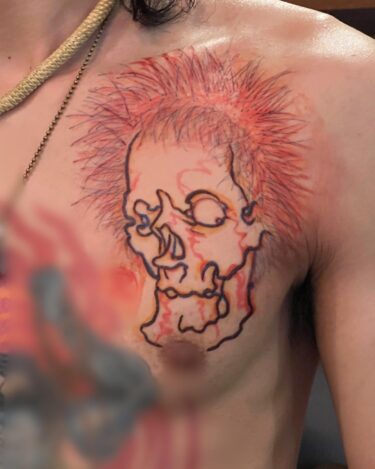 胸 #スカルin progress#skull #skulltattoo #tattoo #ink #freehand #56 #56tattoo #tokyo #horimasa #スカル #ガイコツ #インク #タトゥー #フリーハンド #骸骨 #刺青 #墨 #東京 #彫雅