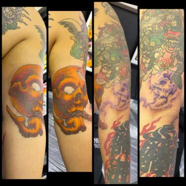 腕 続き #スカルin progress#skull #gaikotu #freehand #japanesetattoo #tattoo #ink #color  #tokyo #horimasa #骸骨 #ガイコツ #タトゥー #スミ #イレズミ #インク #フリーハンド #ホリマサ #トウキョウ #刺青 #墨 #彫雅 #東京 #56 #56tattoo